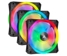 Corsair CO-9050104-WW QL120 RGB 120 mm Dört RGB Renk Döngülü Beyaz PWM Fan, Lighting Node CORE Kontrolcü İle Birlikte, 3'lü Paket