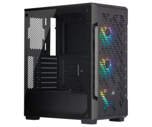 Corsair CC-9011173-WW iCUE 220T RGB Airflow Temperli Cam Yan Panel Mid Tower Oyuncu Bilgisayar Kasası, Siyah