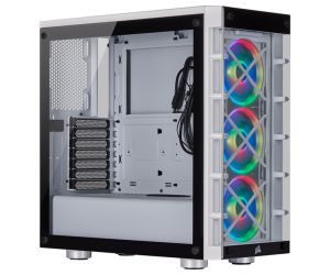 Corsair CC-9011189-WW iCUE 465X RGB Temperli Cam Yan Panel Mid Tower Bilgisayar Kasası, Beyaz