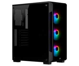 Corsair CC-9011190-WW iCUE 220T RGB Cam Ön Panel Temperli Cam Yan Panel Mid Tower Oyuncu Bilgisayar Kasası, Siyah