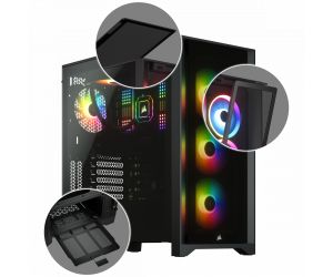 Corsair iCUE 4000X RGB CC-9011204-WW USB 3.1 Temperli Cam Siyah E-ATX Mid-Tower Gaming (Oyuncu) Kasa