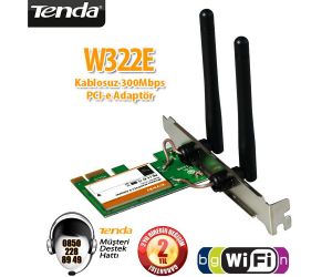 Tenda W322E WiFi-N 300Mbps PCI-E Adaptör W322E