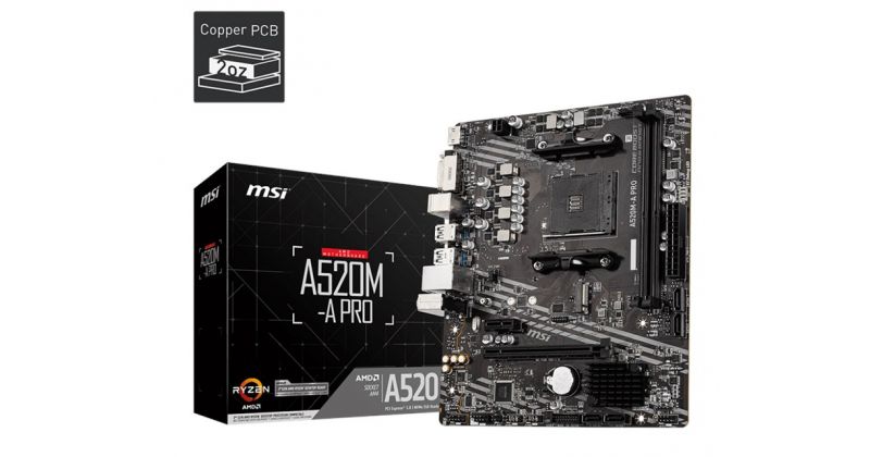 Ryzen5 3600 MSI A520M-A PRO DDR4 16GBセット MSI A520M-A Pro AM4 Ryzen DDR4 Dvi Hdmi SATA 3 USB 3.2 mATX