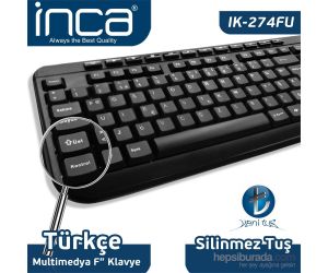 Inca F Türkçe USB SOFT TOUCH SİYAH KLAVYE IK-274FU