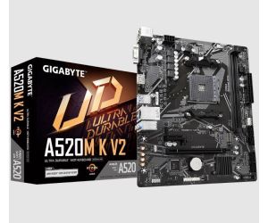 Gigabyte AMD A520 Ultra Dayanıklı Anakart PCIe 3.0 x4 M.2 Akıllı Fan 5 A520M-K-V2