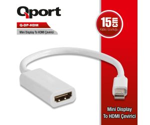Qport MINI DISPLAY PORT TO 4K HDMI ÇEVİRİCİ Q-DP-HDMI