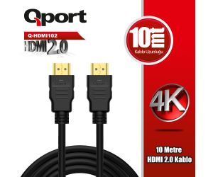 Qport ALTIN UÇLU 10M 4K HDMI2.0 KABLO Q-HDMI102