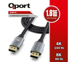 Qport DISPLAY PORT 1.8 METRE KABLO Q-DP14