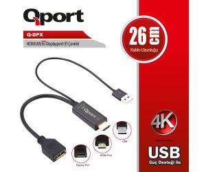 Qport HDMI TO DISPLAY PORT ÇEVİRİCİ Q-DPX