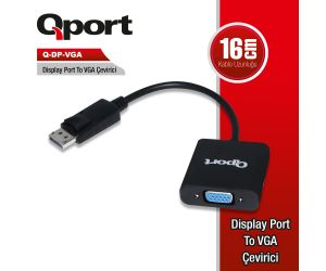 Qport DISPLAY PORT TO VGA ÇEVİRİCİ ADAPTÖR Q-DP-VGA