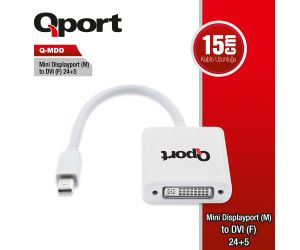 Qport MİNİ DISPLAY PORT TO DVI ÇEVİRİCİ KABLO Q-MDD