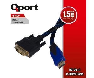 Qport (Q-HDV) DVI-D (24+1) TO HDMI ÇEVİRİCİ 1.5MT
