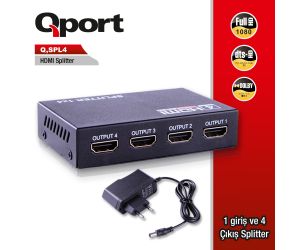 Qport Q-SPL4 FULL HD 1 GİRİŞ 4 ÇIKIS HDMI SPLİTTER (SINYAL ÇOĞALTICI)