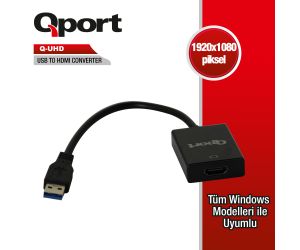 Qport (Q-UHD) USB 3.0 TO HDMI ÇEVİRİCİ ADAPTÖR