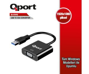 Qport (Q-UVG) USB 3.0 TO VGA ÇEVİRİCİ ADAPTÖR