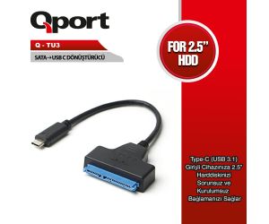 Qport (Q-TU3) USB 3.1 TYPE-C TO SATA ÇEVİRİCİ