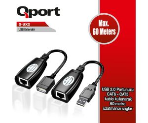 Qport Q-UX2 60Metre USB 2.0 EXTENDER 2'li PAKET