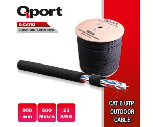 Qport Q-CATO2 23AWG 500 METRE MAKARALI SİYAH KABLO