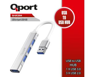 Qport Q-UC204 USB TO 4 PORT METAL USB ÇOKLAYICI