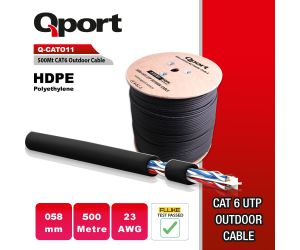 Qport 500M CAT6 OUTDOOR UTP SIYAH 23AWG 0.58MM PE KABLO (Q-CATO11)