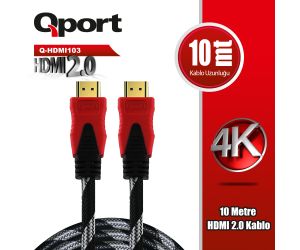 Qport (Q-HDMI103) ALTIN UCLU 10M 4K HDMI 2.0 KABLO