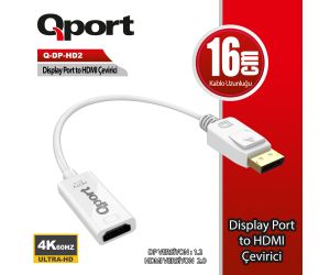 Qport Q-DP-HD2 DISPLAY PORT TO HDMI CEVIRICI 4K 60HZ
