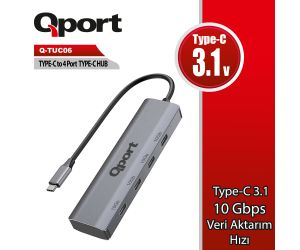 Qport Q-TUC06 TYPE-C TO 4 PORT TYPE-C COKLAYICI