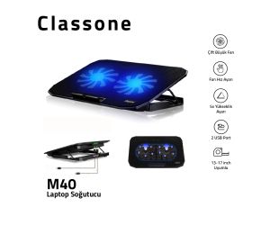 Classone M40 2xFAN 2xUSB 14-17 GAMING NOTEBOOK SOGUTUCU